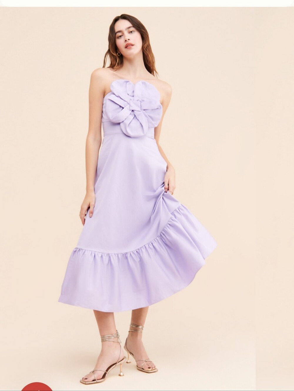 Hutch Lilac Strapless Midi Dress with Bow Accent Size M Nwot